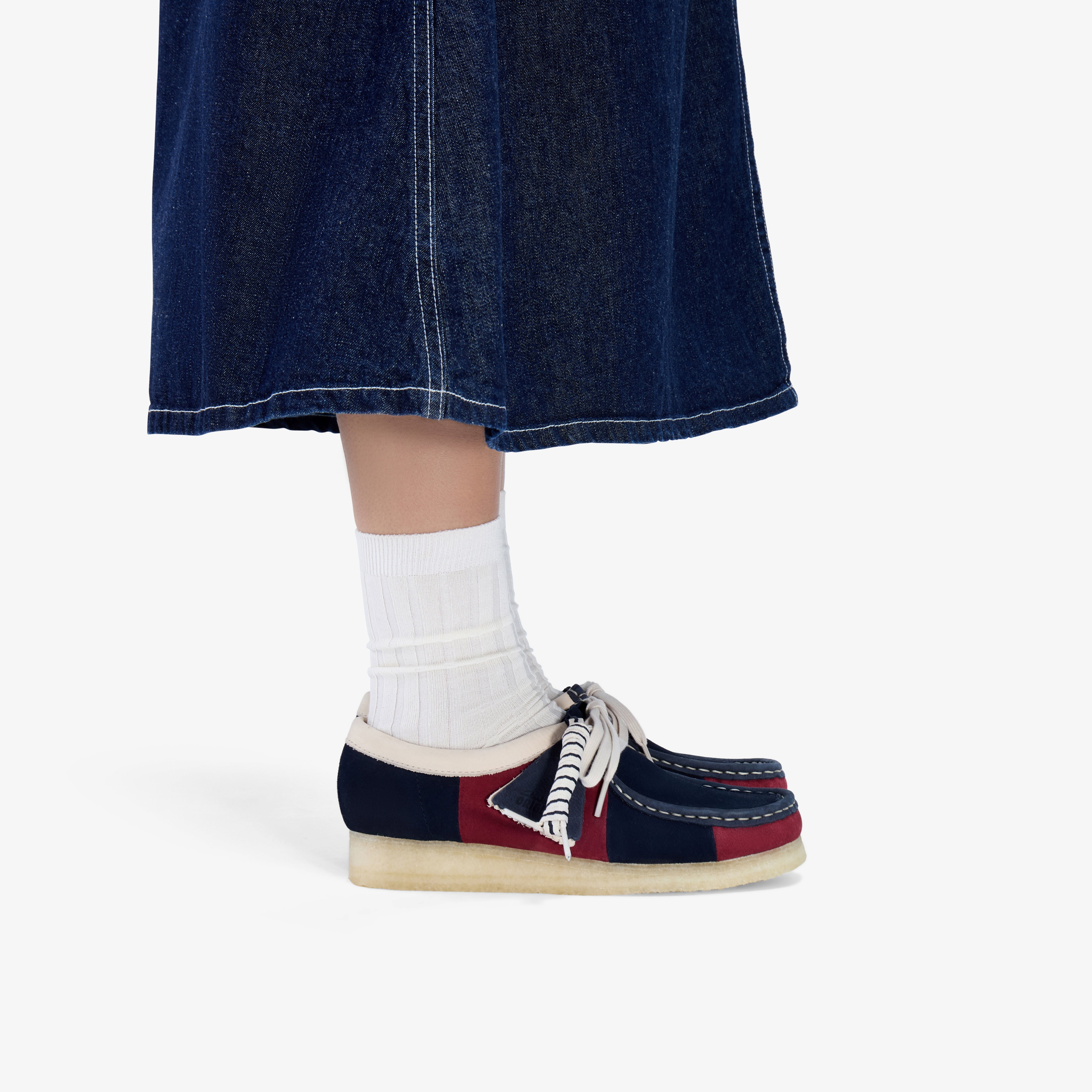 クラークス Clarks Wallabee. / レディース ワラビー (ネイビーストライプ)の9枚目