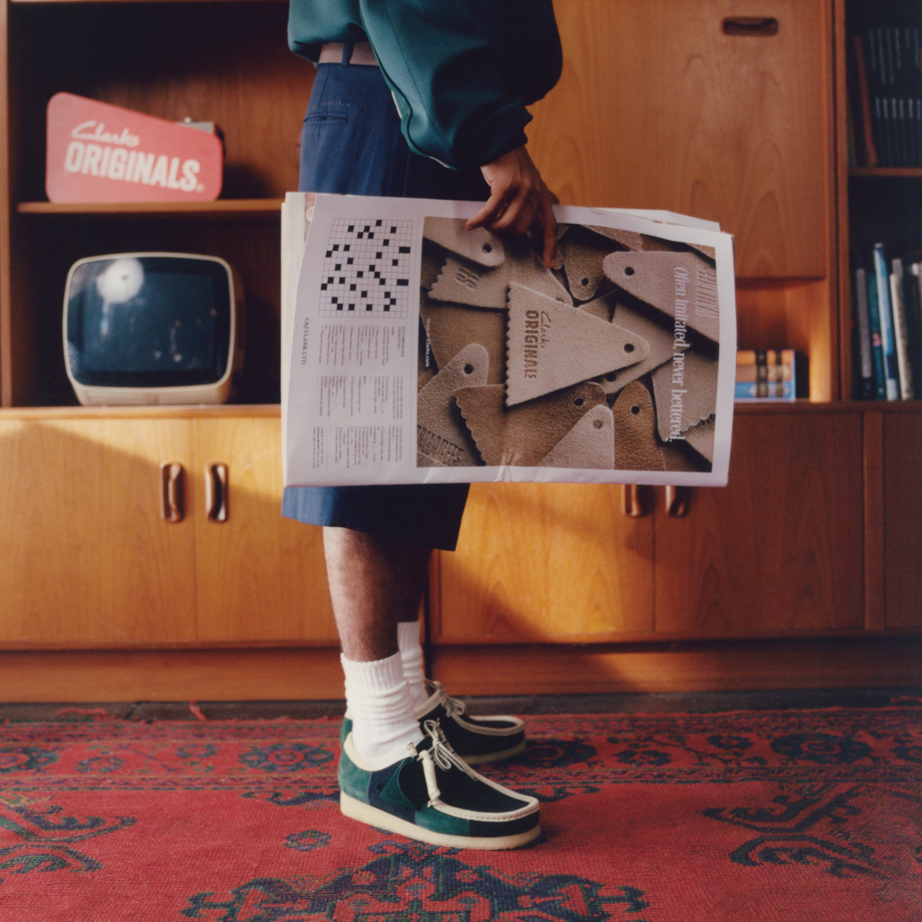 クラークス Clarks Wallabee / ワラビー （ブルー／グリーンストライプ